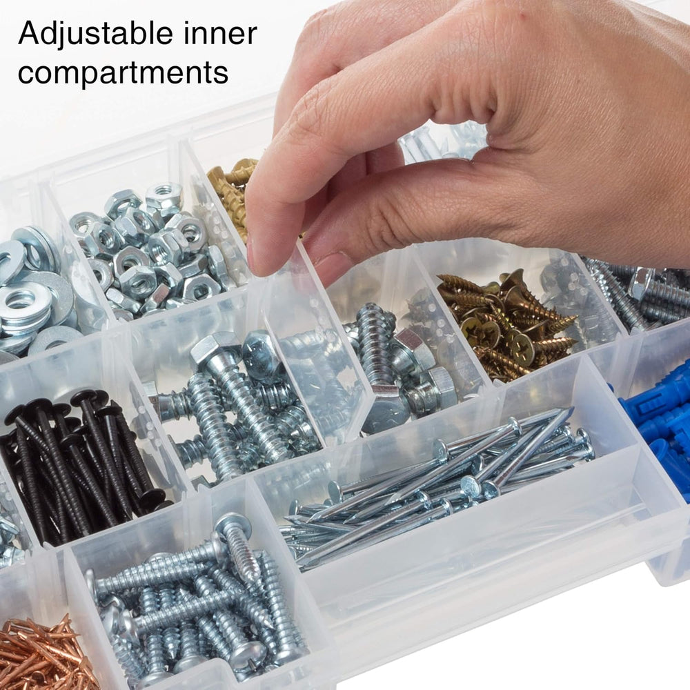 Stalwart Small Parts Organizer Box, Light Blue, 10-Inch