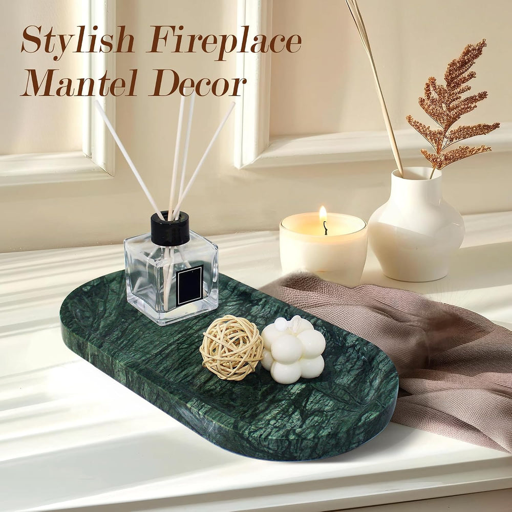 Genuine Real Natural Marble Tray for Bathroom, Luxury Indian Green Stone Vani...