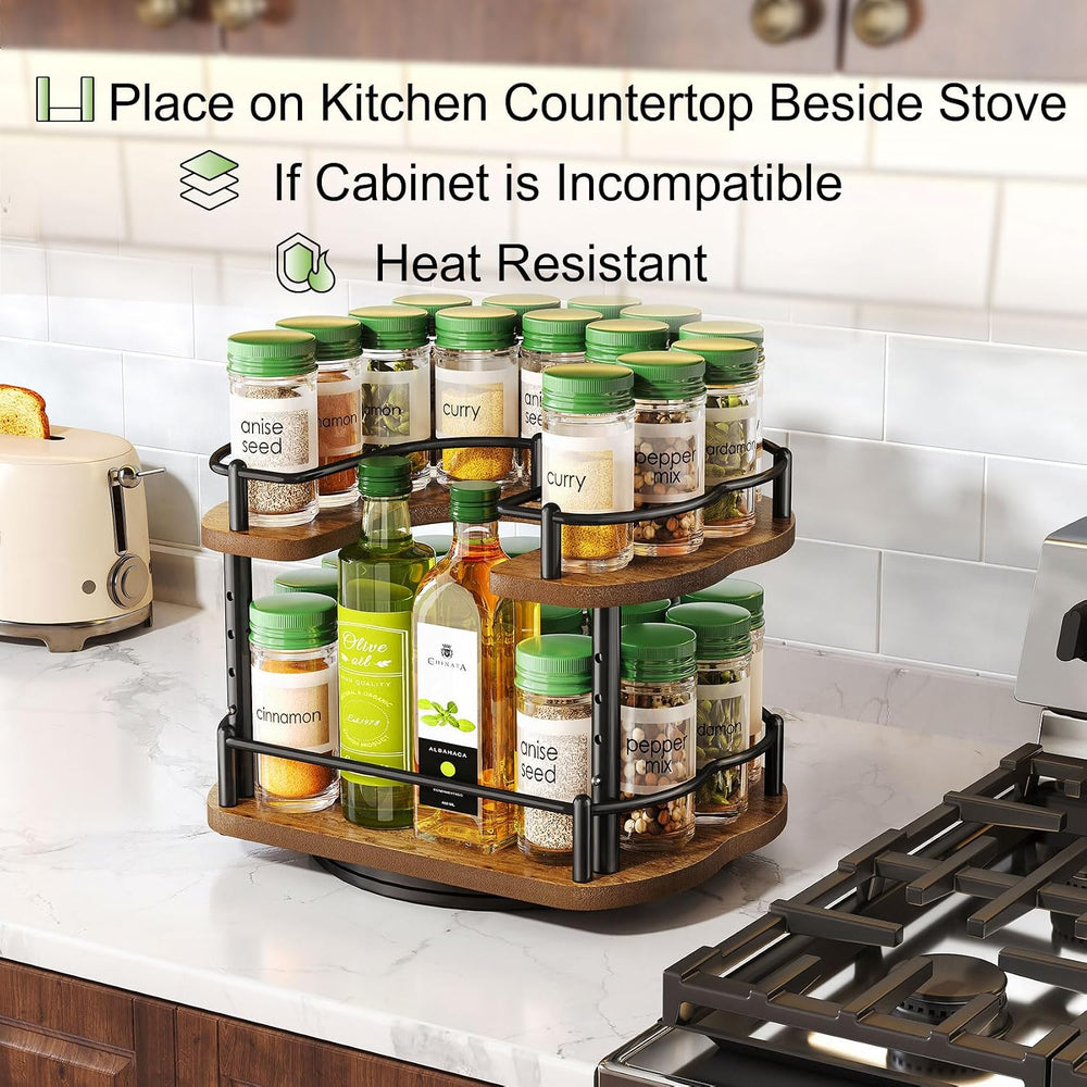 SNTD Spice Organization for Cabinet, Lazy Susan Spice Rack, 10 in, Black