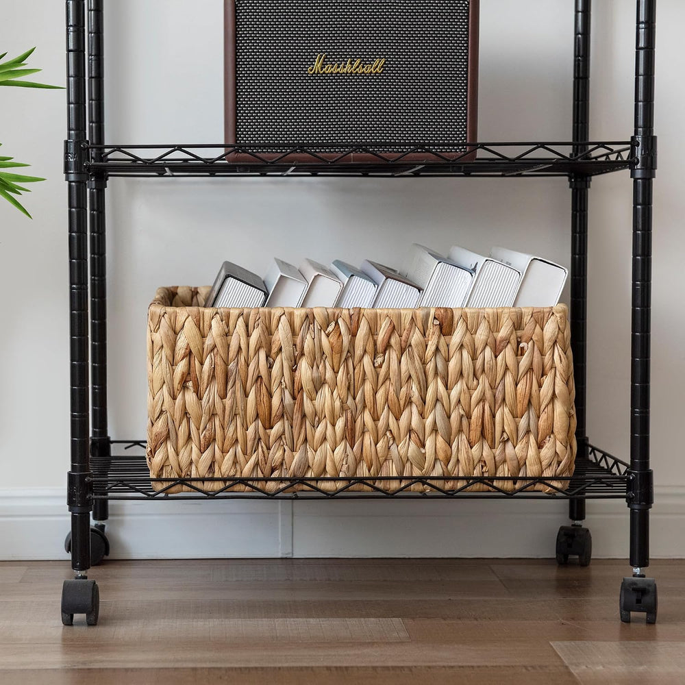 Jumbo Wicker Basket for Orgainzing, Extra Large Rectangular Water Hyacinth St...