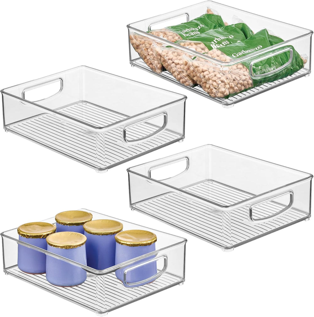 iDesign Plastic Stackable Pantry Bin, Set of 4, Clear