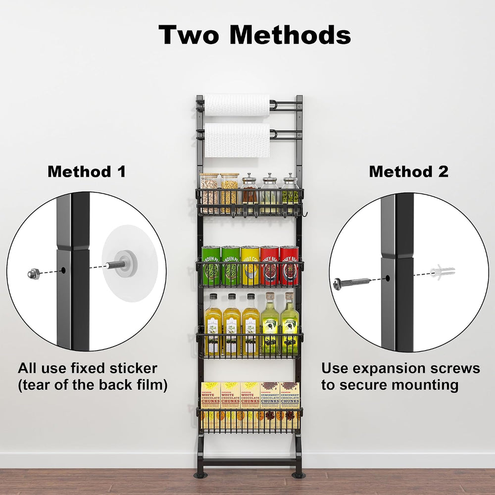 BUKFEN 6-Tier Slim Corner Shelf, Spice Rack Narrow Storage Next to Fridge