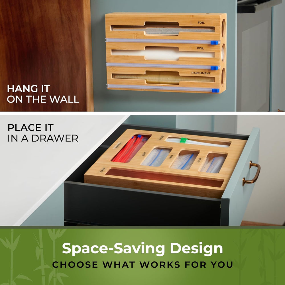 Kitchen Drawer Organizer, 9" 1 Sandwich Storage Bag Organizer & Foil...