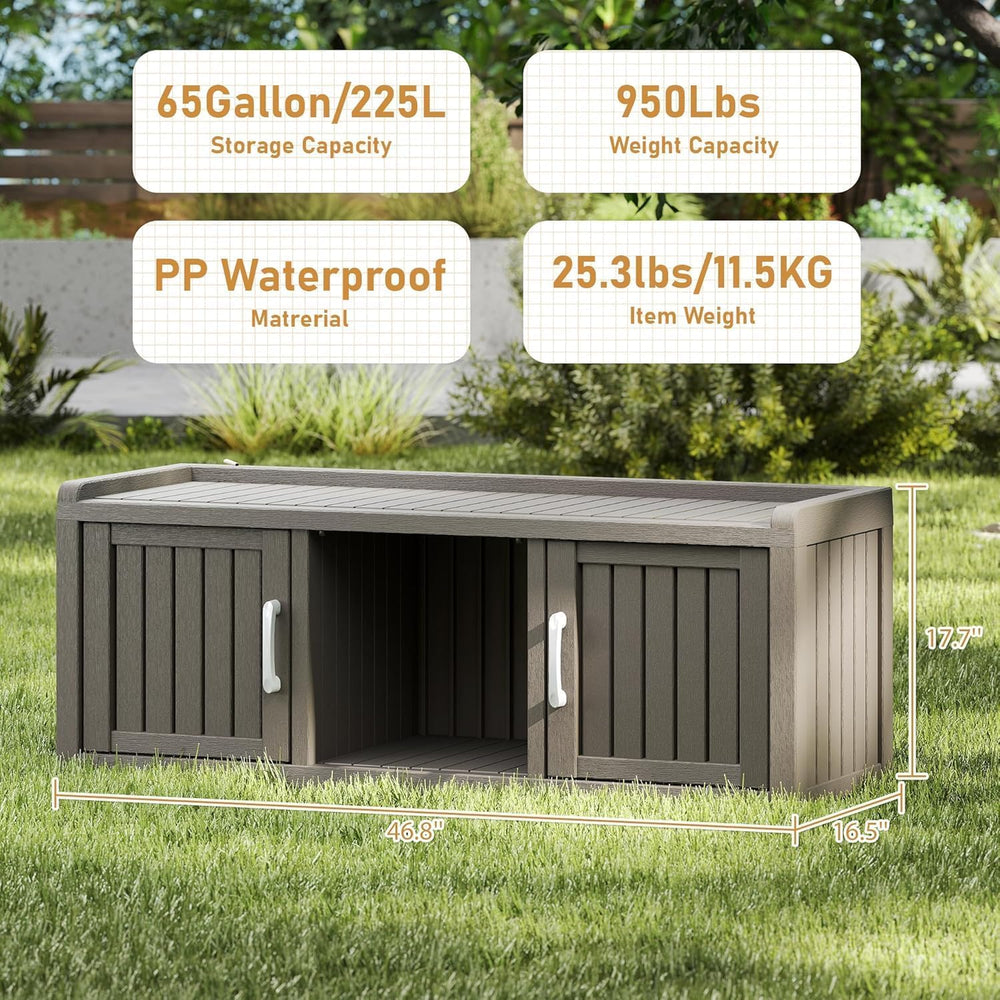 Outdoor Shoe Bench with Waterproof UV-Resistant Indoor Resin Shoe Cabinet Ent...