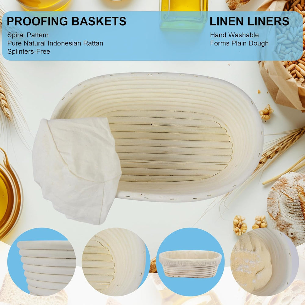 10 Inch banneton bread proofing basket, Set of 6 Natural Rattan Bread Proofin...