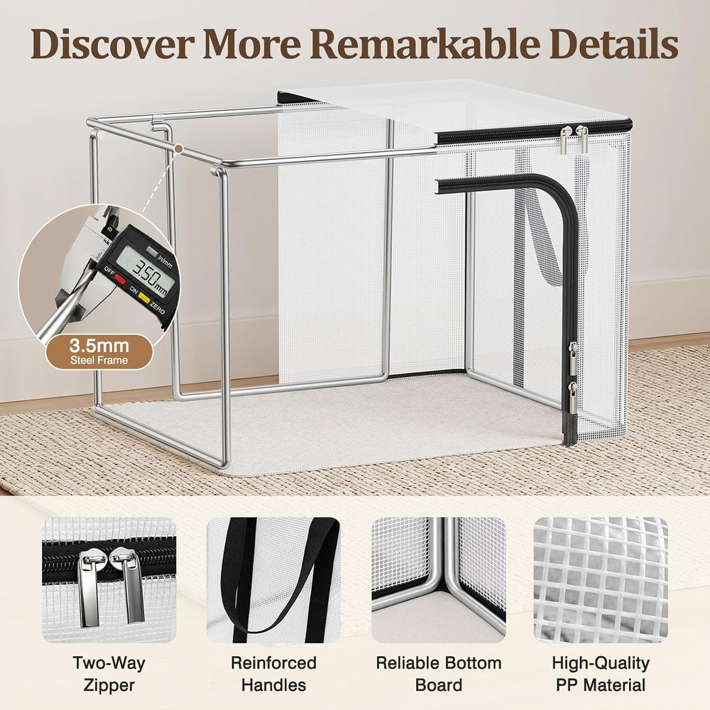 Clear Clothes Storage Bins with Metal Frame, Foldable Storage Boxes，3 Pack