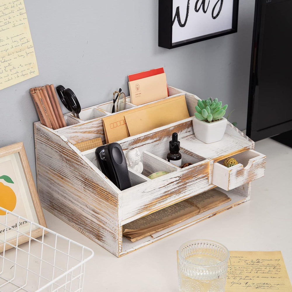 Wood Desk Drawer Organizers with File Organizer Pen holder Office Decor combo...