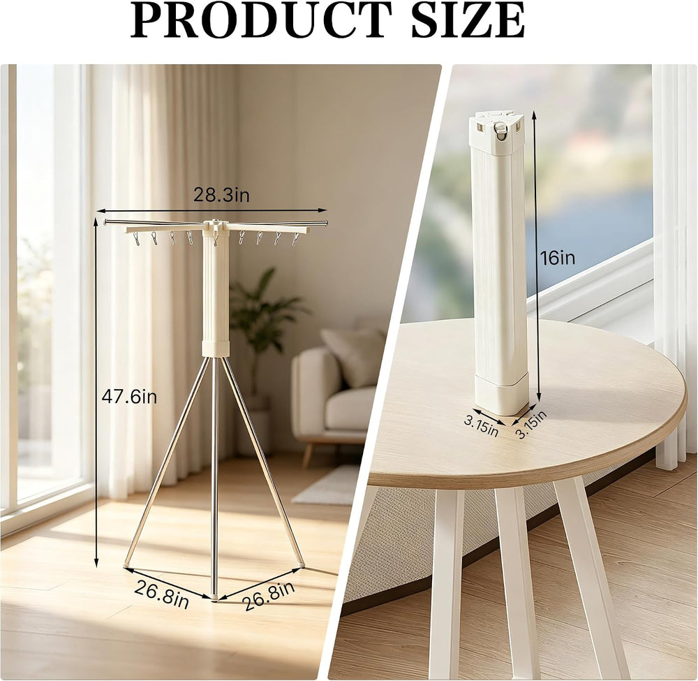 Foldable Clothes Drying Rack, Adjustable Windproof Laundry Drying Rack with G...