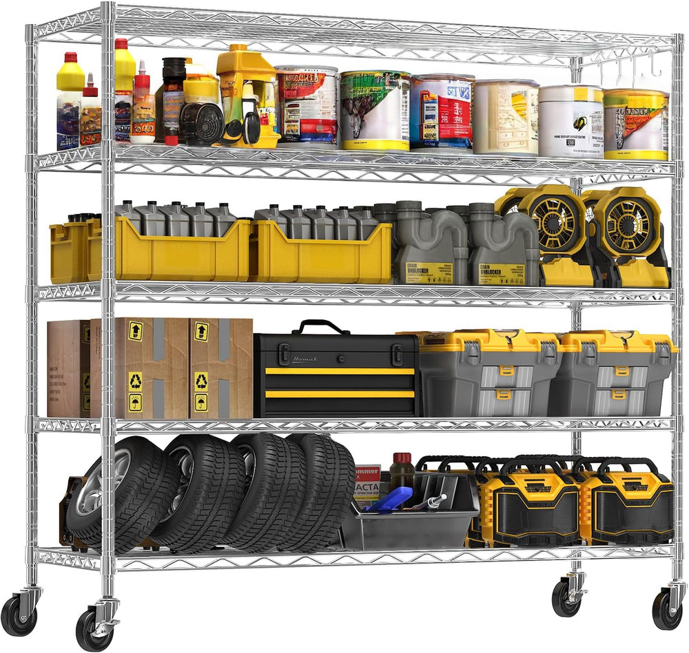 48" W x 24" D x 81" H Heavy Duty Wire Metal Storage Shelves wi...