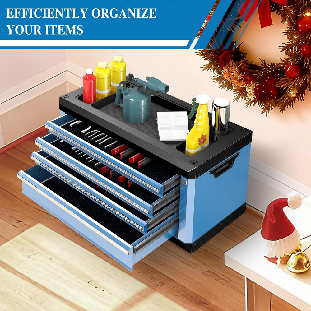 LARBANKE Portable 4-Drawer Tool Chest with Lock & Keys,Tool Box with Handle