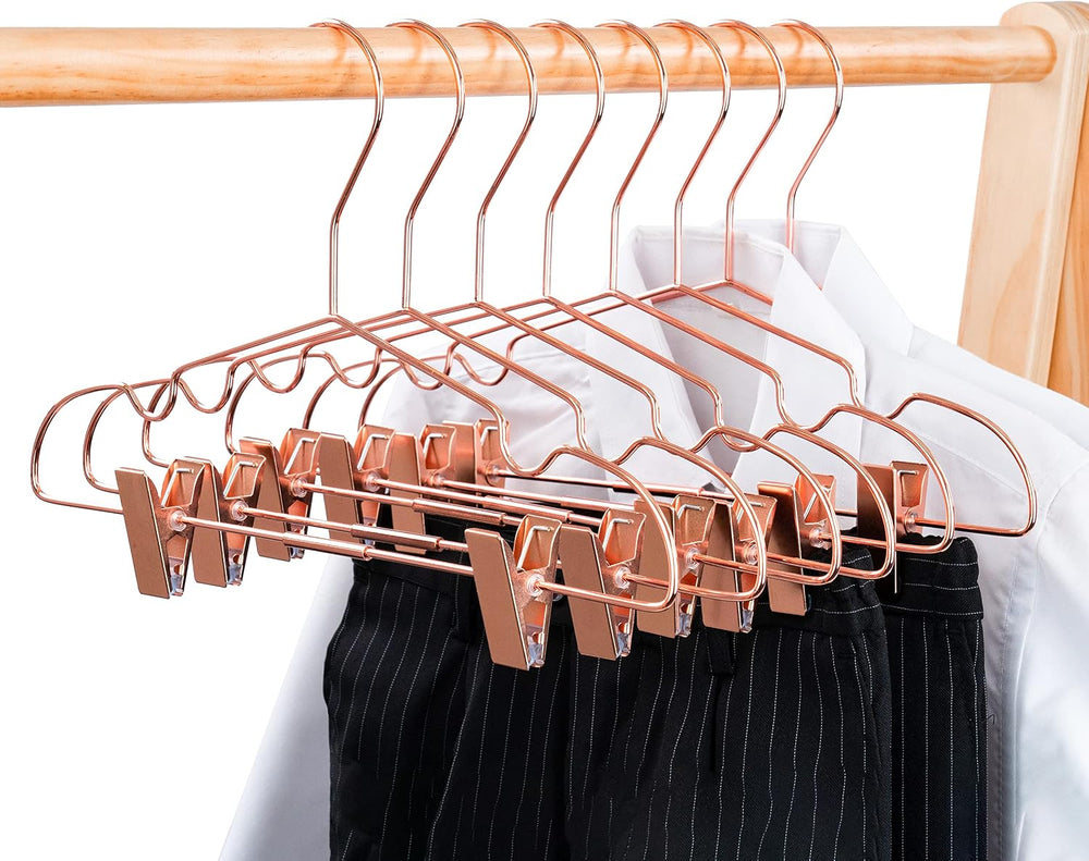 50 Pack 13" Rose Copper Gold Shiny Metal Wire Clothes Hangers with Clips...
