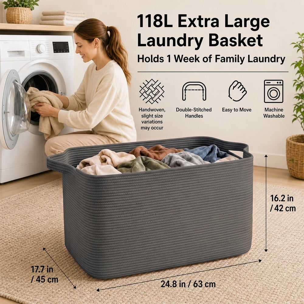 OIASKET 118L Extra Large Blanket Basket Living Room, 24.8"x17.7"x16...