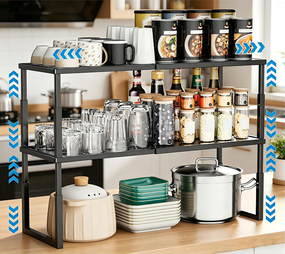 Cabinet Shelves, 2 Pack Stackable Shelves for Pantry Storage