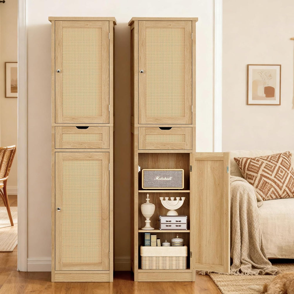 Iwell 66.9" Tall Bathroom Storage Cabinet with 2 Doors & 1 Drawer