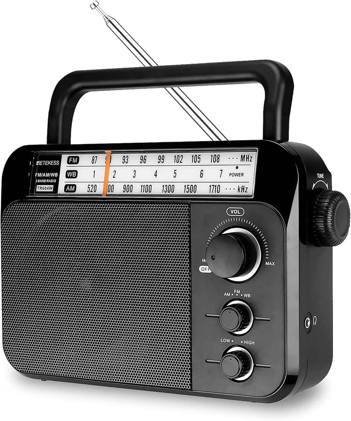 Retekess TR604W AM FM NOAA Radio, Portable Emergency Weather Radios(Black)