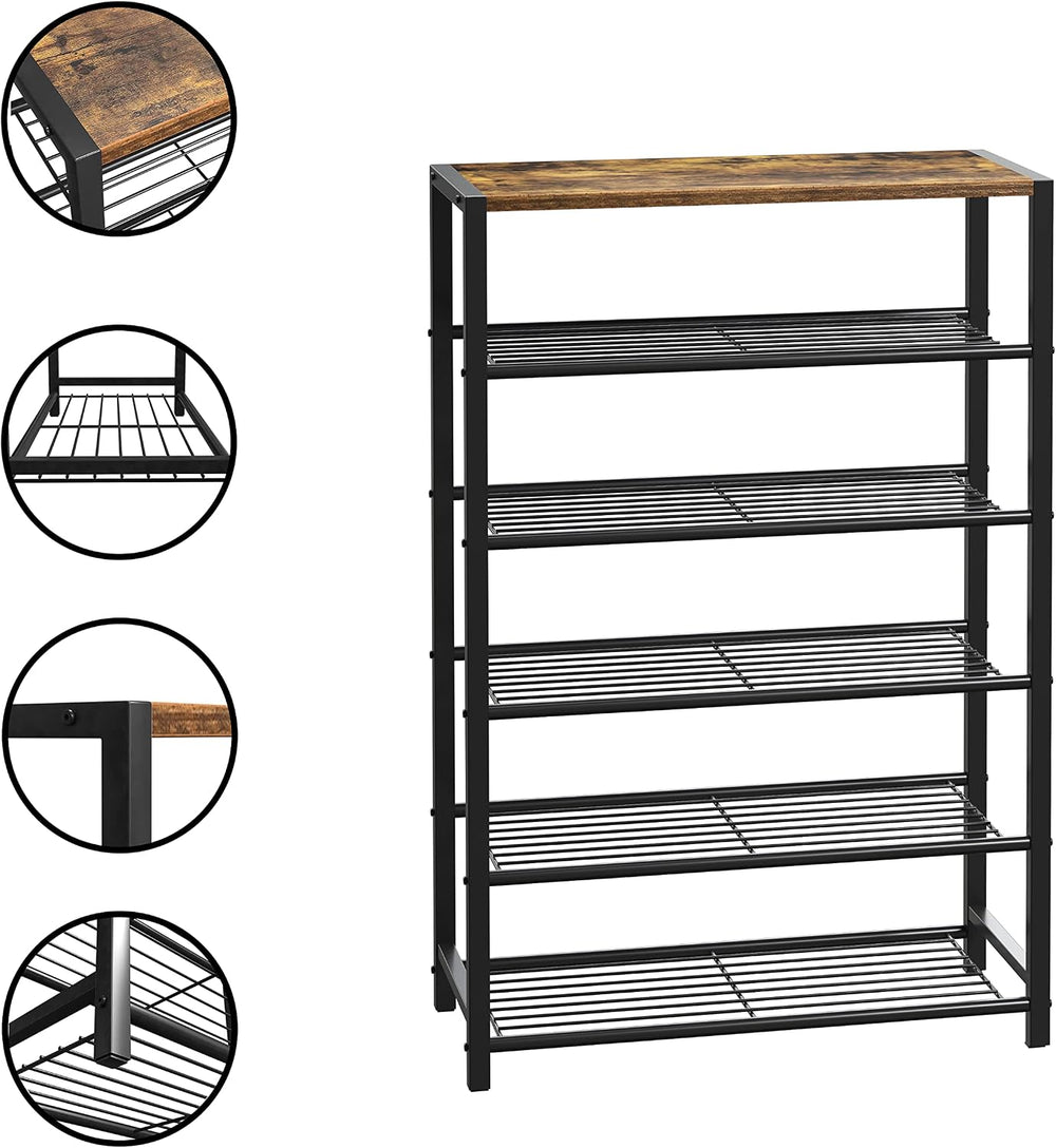 Yusong Shoe Rack Organizer, 6 Tier Industrial Shoe Storage Shelf, Narrow Stur...