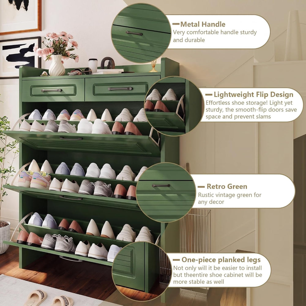Shoe Cabinet for Entryway with 3 Flip Drawers & 2 Top Drawers