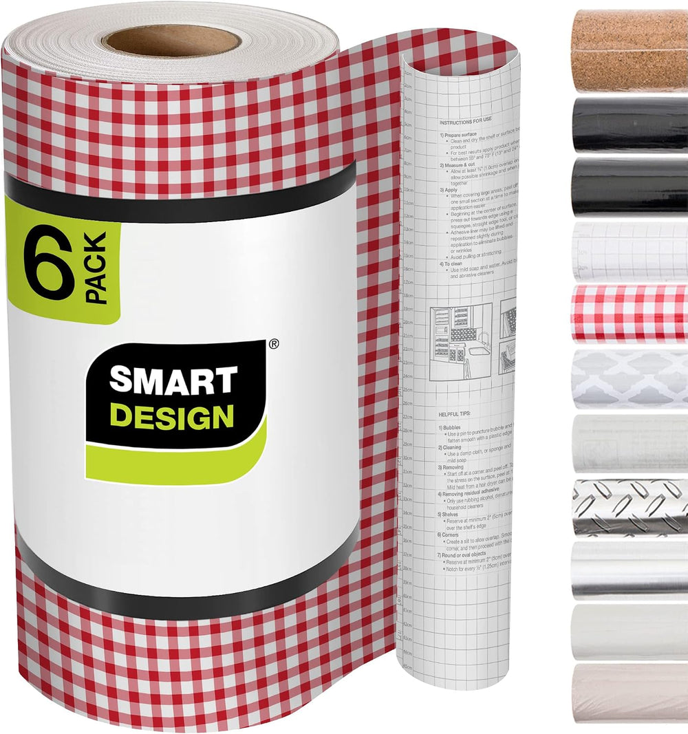 Smart Design Adhesive Shelf Liner - 18 Inch x 120 Feet Total (Set of 6 Rolls)...
