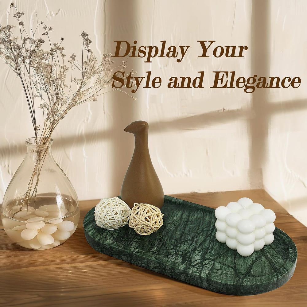 Genuine Real Natural Marble Tray for Bathroom, Luxury Indian Green Stone Vani...