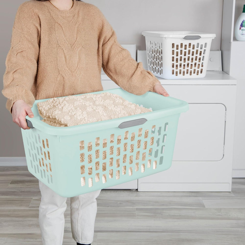 Sterilite Laundry Basket, Plastic Clothes Hamper, Large Rectangle Bin with Co...