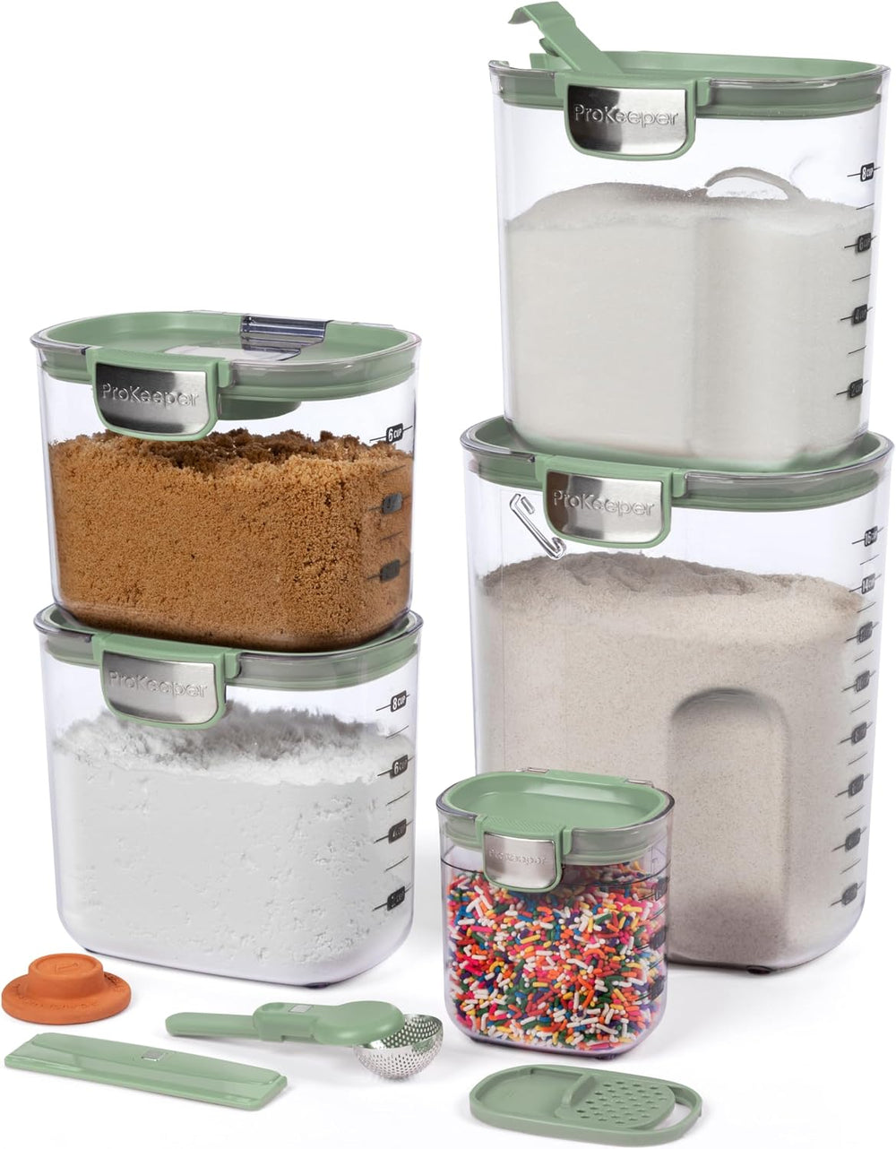 ProKeeper+ Airtight Food Storage Container Set – Clear Plastic Flour and Suga...
