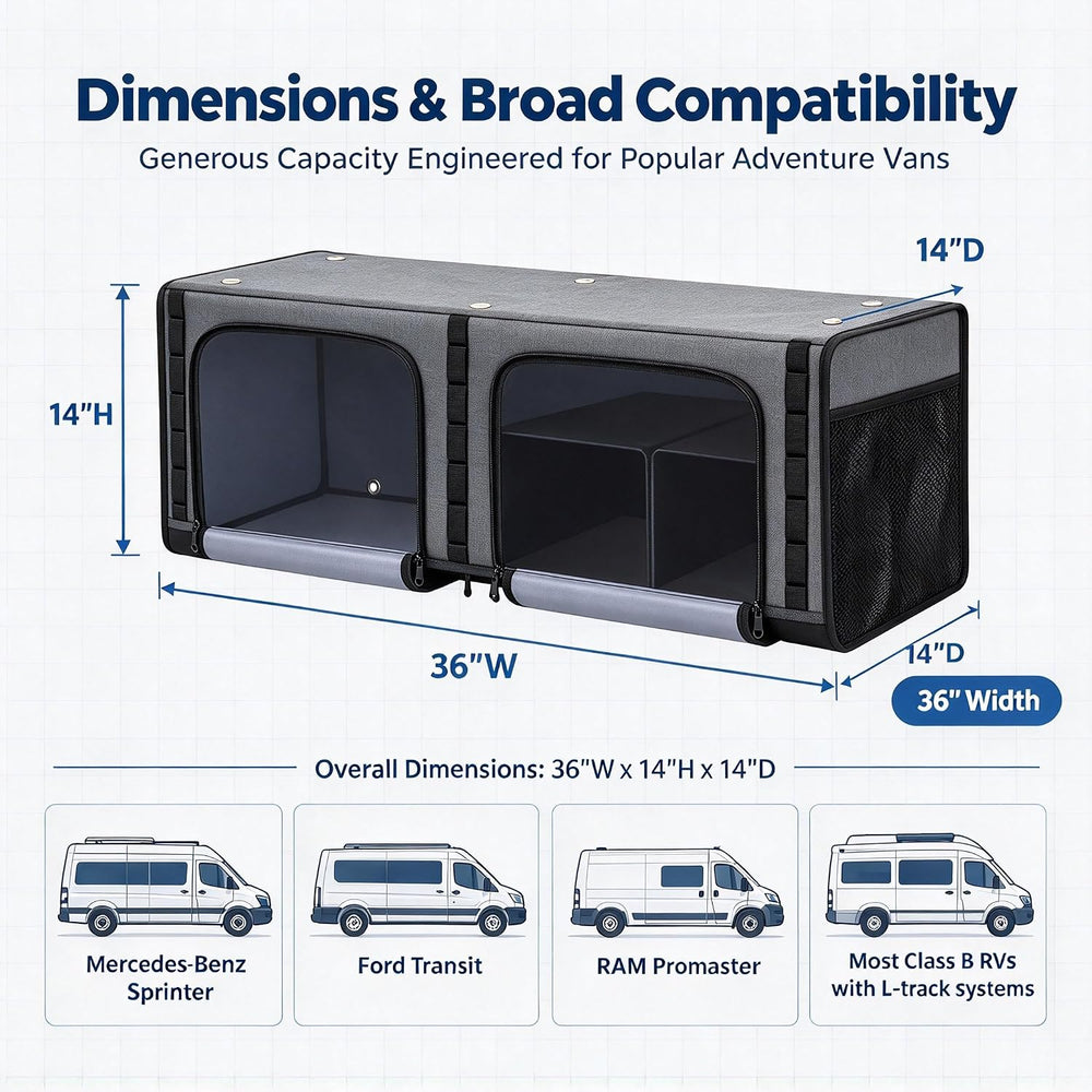 36" RV Overhead Soft-Sided Storage Cabinet, Soft Cabinets for Van & ...