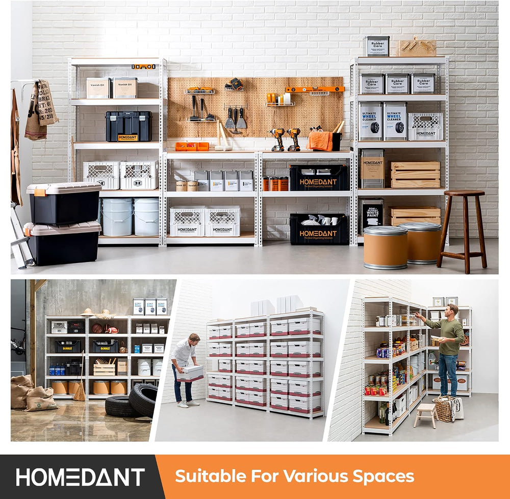 White 35.9" W 5 Tier Storage Shelves Garage Shelving Unit Metal
