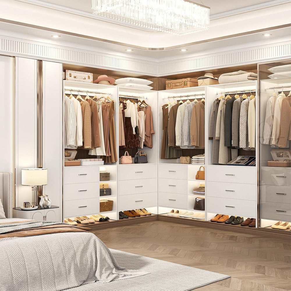 Aheaplus Closet System with 6 Drawers, 4.3ft, Set of 2, White