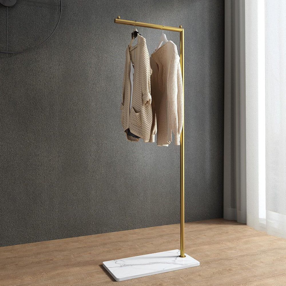 Gold clothing rack with Marble Base,Modern clothes racks for hanging clothes,...