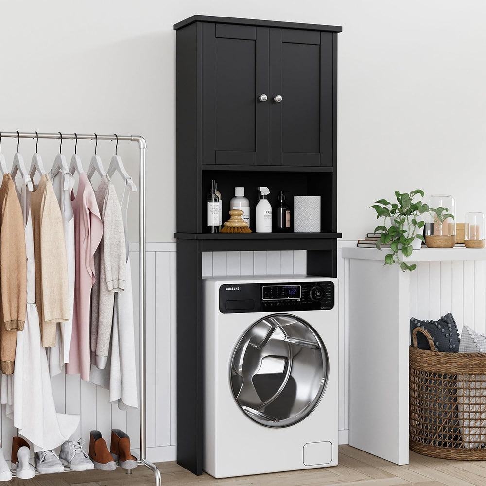 Shintenchi Over the Toilet Storage Cabinet, Bathroom Shelf, Black