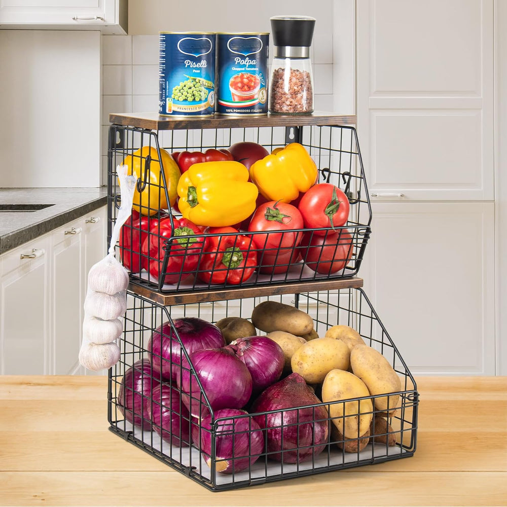 Mefirt Fruit Basket, Stackable Wall Mounted Fruit Baskets, Potato Baskets Oni...