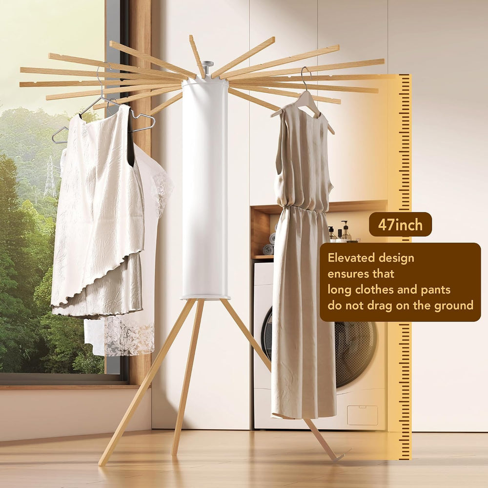 Foldable Tripod Clothes Drying Rack,Beechwood & Portable Laundry Stand, S...