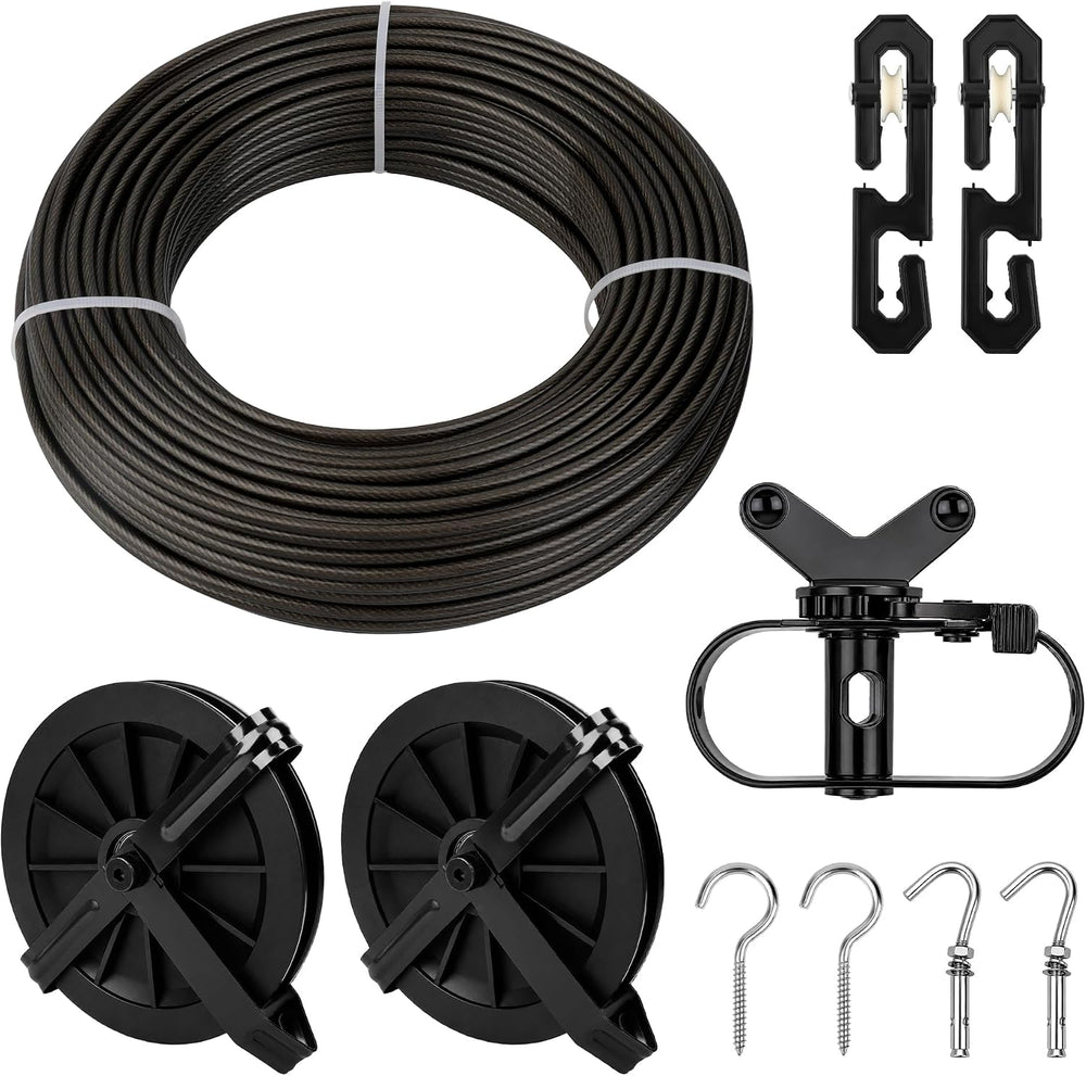 Outdoor Clothesline Kit, Metal Clothes line Pulley Kit for Outside