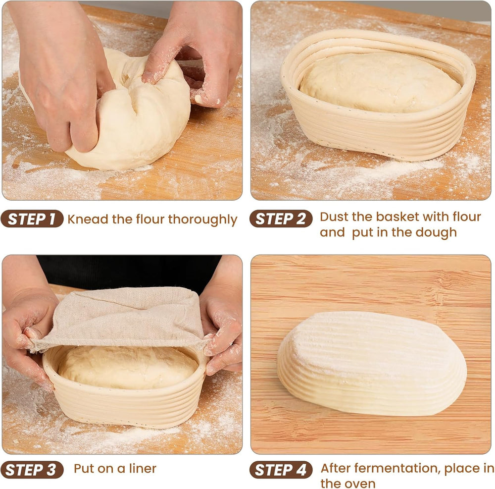 6 Inch Oval Banneton Bread Proofing Basket Set of 6, Kikcoin Mini Sourdough B...