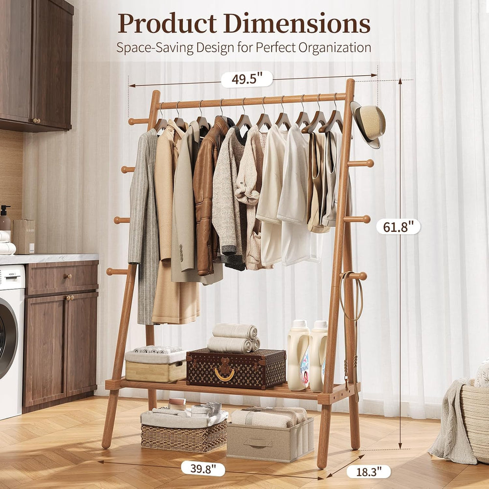 Yoobure Solid Wood Clothes Rack - Heavy Duty Clothing Racks for Hanging Cloth...