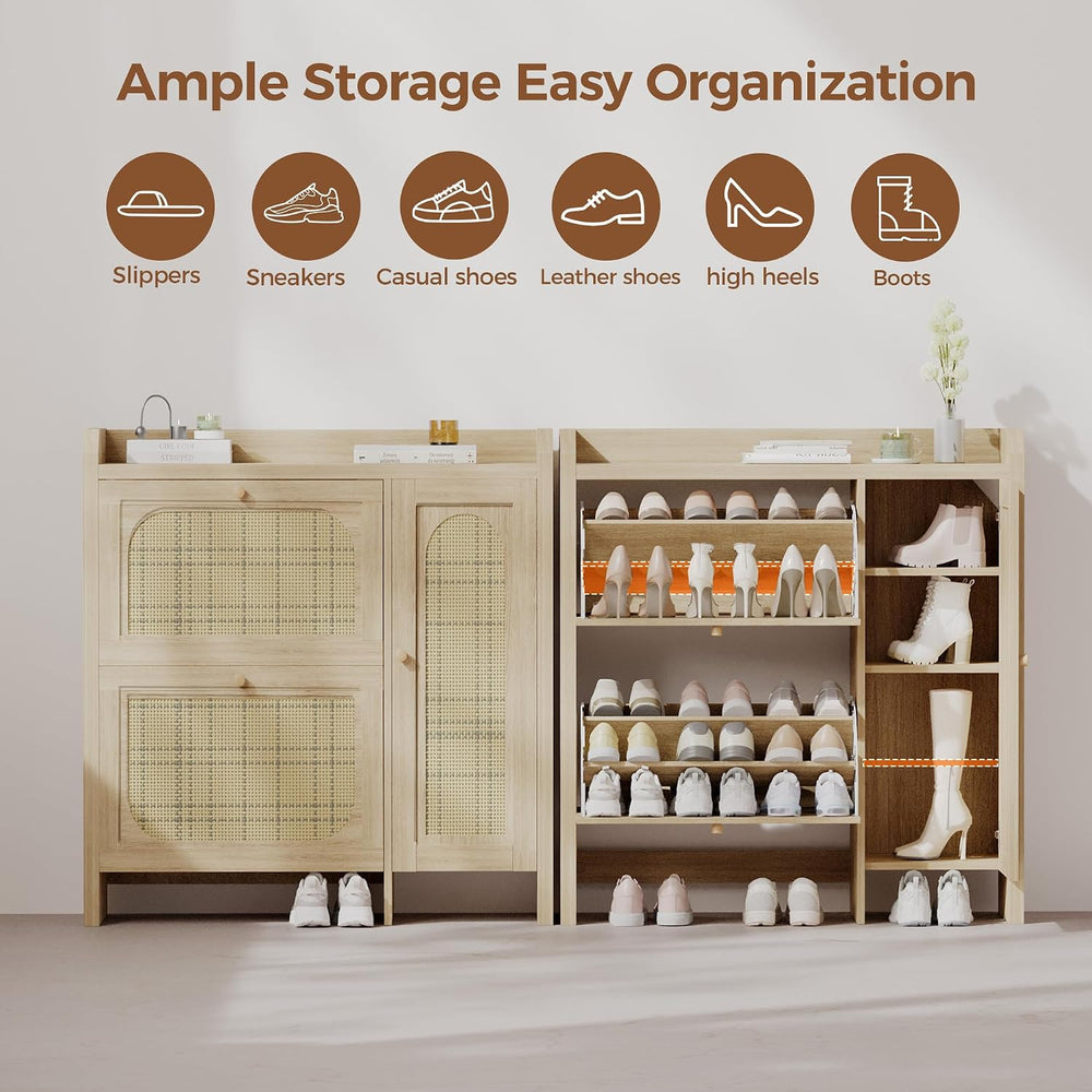 Mericonia Shoe Cabinet Storage for Entryway with 2 Flip Drawers(3-Tier), Ratt...