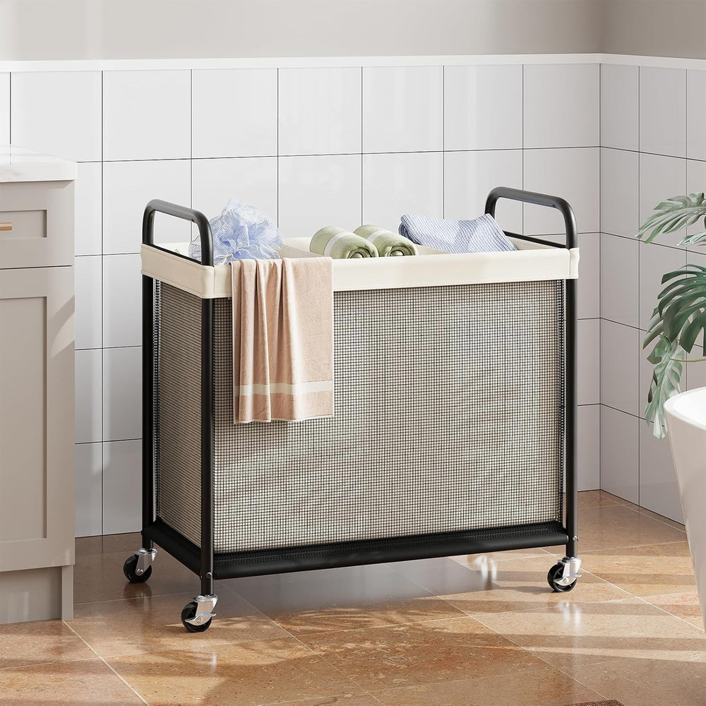ELYKEN Laundry Hamper 3 Section, 120L Rolling Laundry Sorter with Wheels