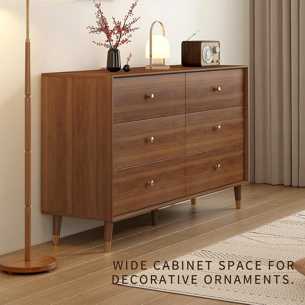 Messenya Dresser for Bedroom, 47 Inch 6 Drawer Wooden Chest of Drawers