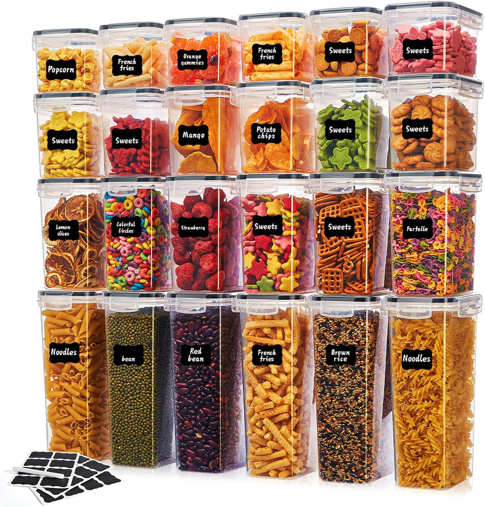 24 PCS Airtight Food Storage Containers with Lids, Plastic Kitchen and Organi...