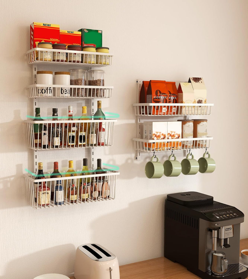 Mefirt Over The Door Pantry Organizer, 6-Tier Deep Baskets, White
