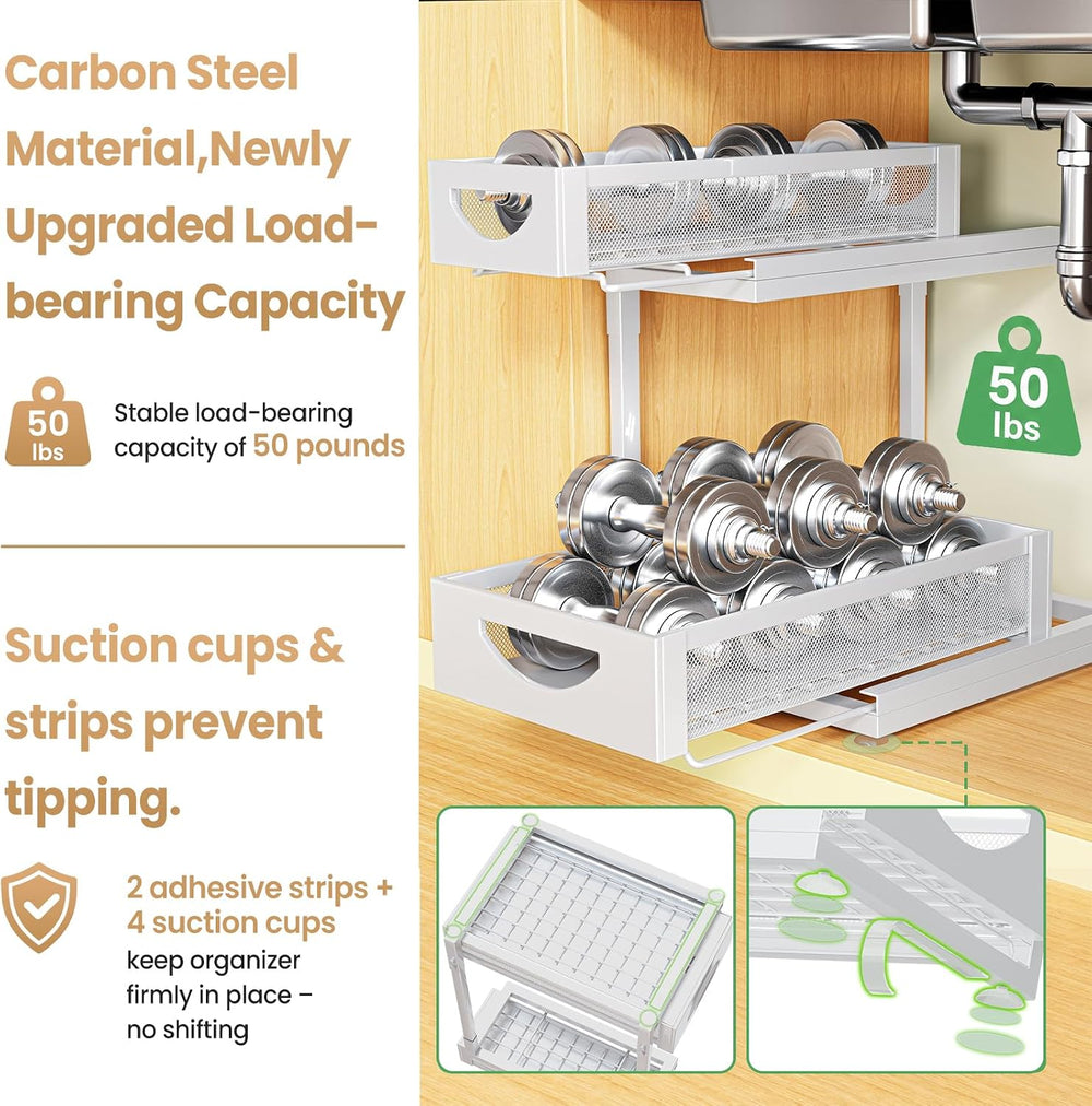 Under Sink Organizer for Kitchen and Bathroom Cabinets Pull Out Storage
