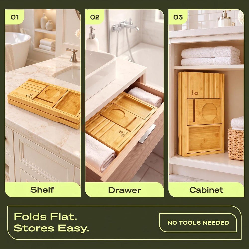 ROYAL CRAFT WOOD Premium Foldable Bathtub Tray Caddy - Wood Bath Tray for Tub...