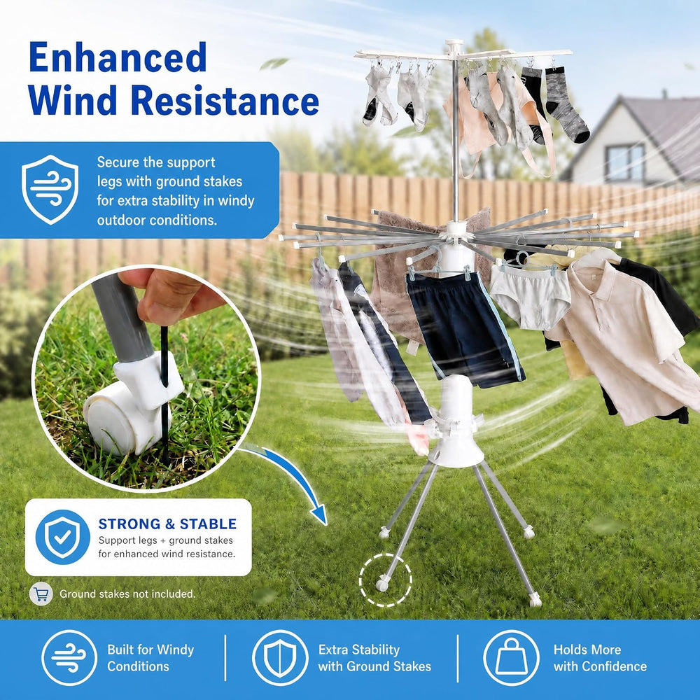 Clothes Drying Rack Foldable with Rolling Wheels, Portable Laundry Drying Rac...
