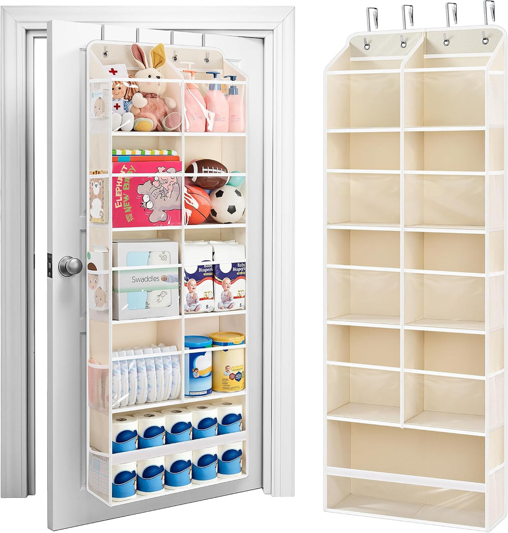 JARLINK Over the Door Organizer, Extra Large Storage for Bedroom, Beige