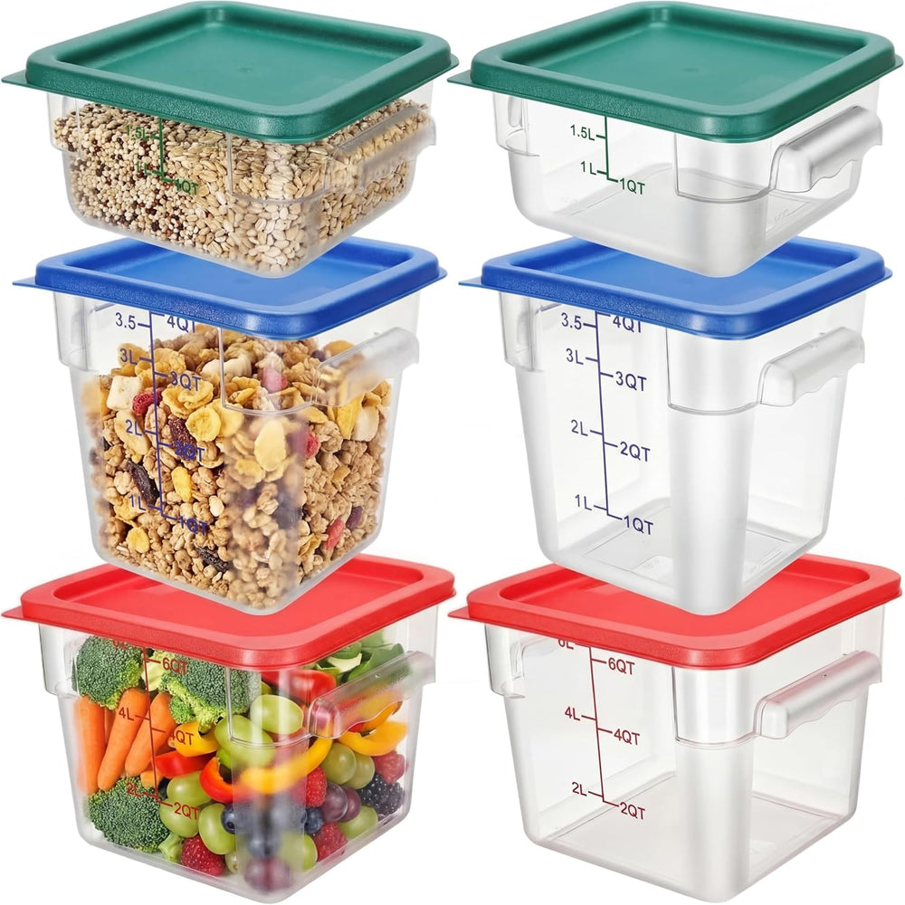 Lallisa 6 Pcs Food Storage Containers with Lids, Clear Square Food Containers...