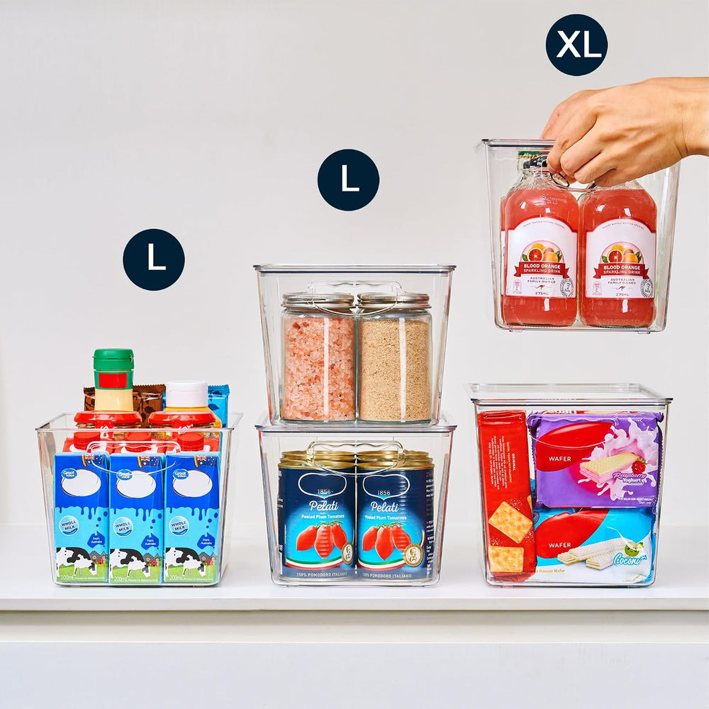 theaoo Large Clear Storage Bins with Lids, Stackable Containers, 8 Pack