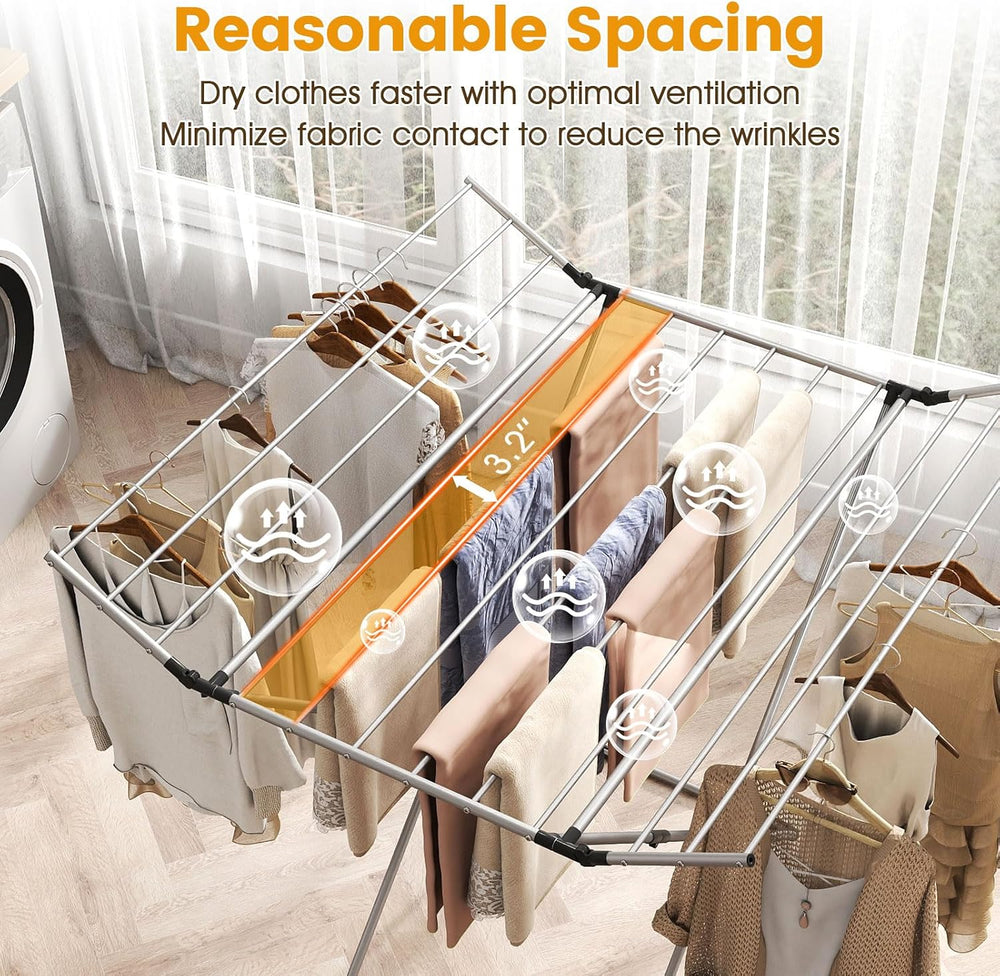 Giantex Foldable Clothes Drying Rack, Freestanding Aluminum Laundry Drying Ra...