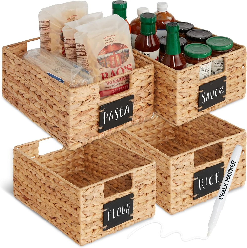 Best Choice Products Set of 4 9x12in Water Hyacinth Pantry Baskets, Woven Org...