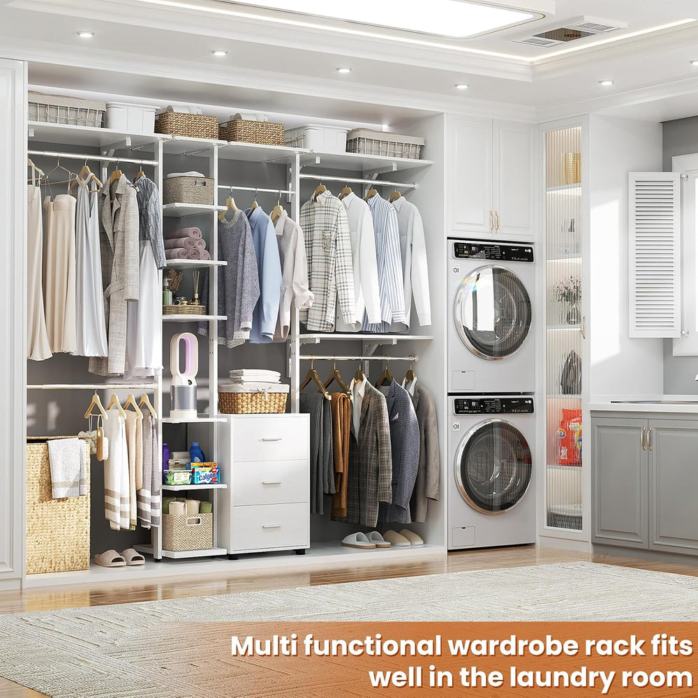 Aheaplus Closet System with Drawers, Closet Organizer System Storage with She...