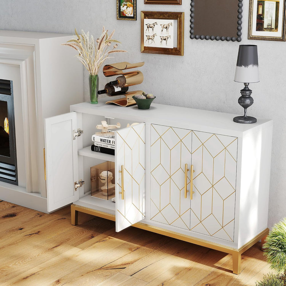 47.8" Accent Storage Cabinet with 4 Doors, Modern Sideboard Buffet Cabin...
